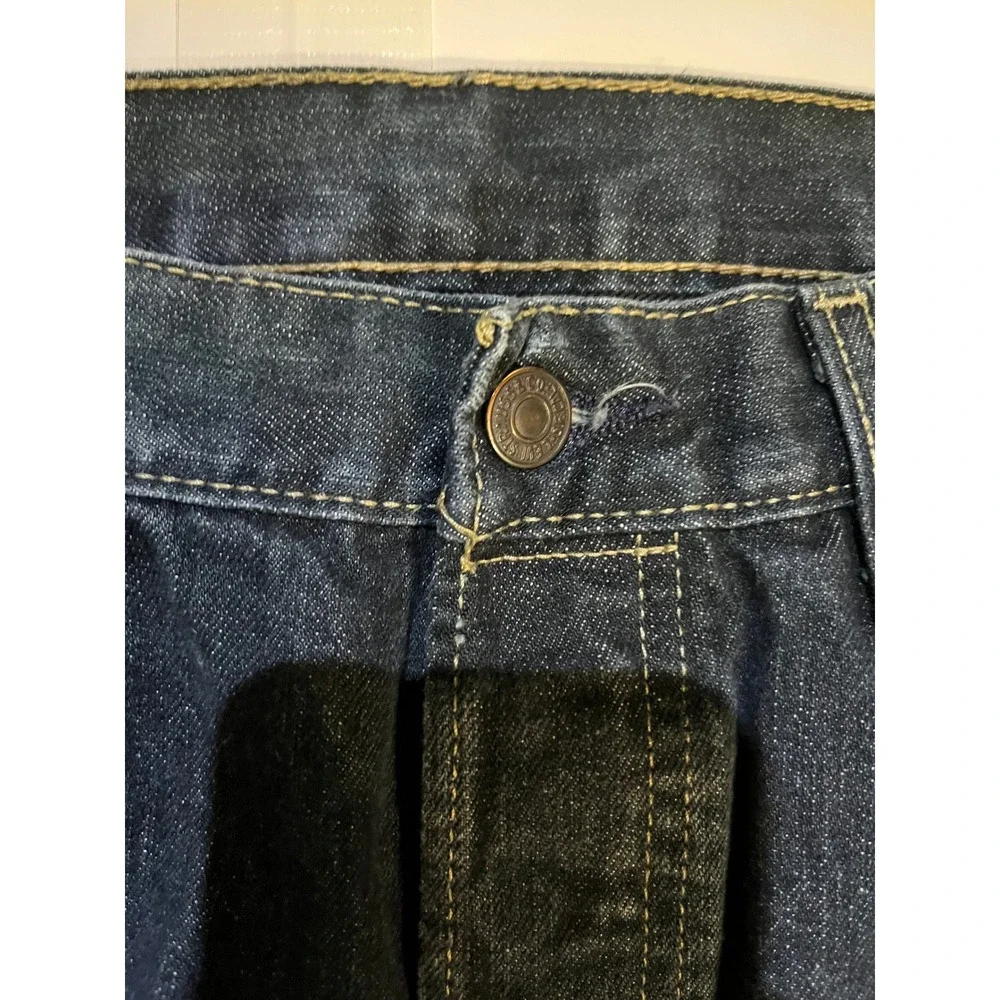 Levis 501 Original Fit Mens Dark Wash Indigo Button Fly Straight Leg Jeans 33x32